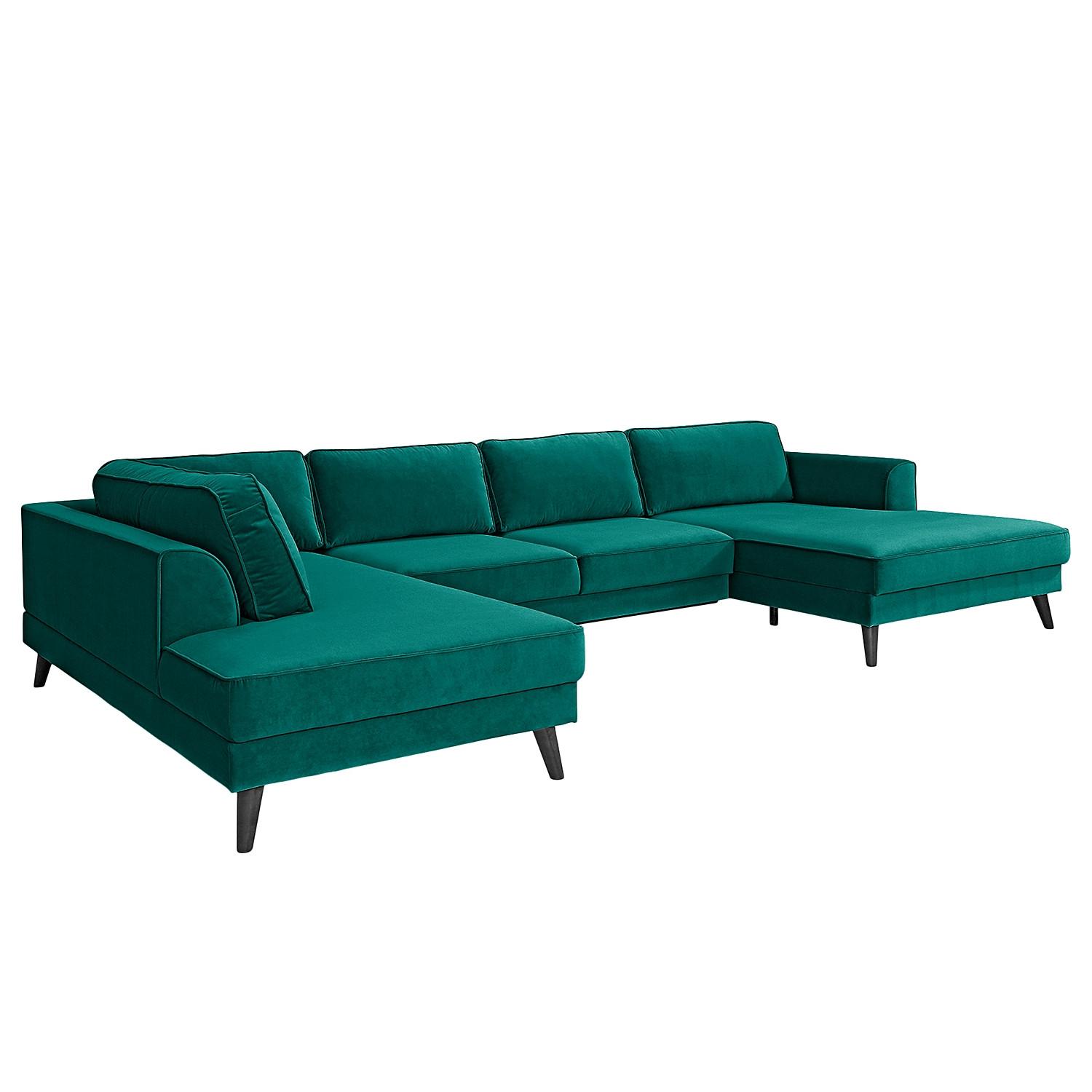 Wohnlandschaft Lumber Jack Petrol U: 201x85x354 - Wengefarben/Petrol, MODERN, Textil (201/85/354cm) - Trendmanufaktur