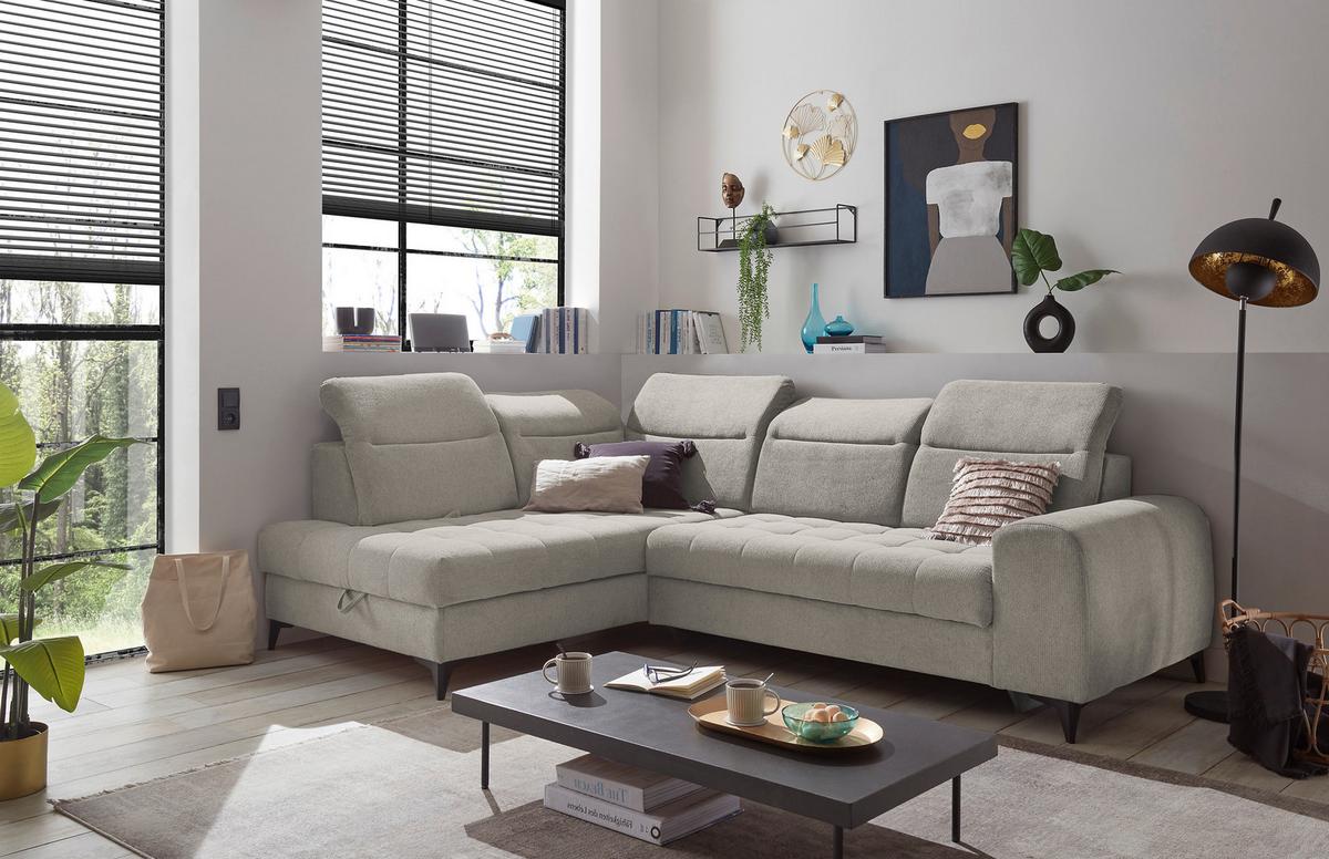 Ecksofa Rockdale Grau S: 200x282 cm - Schwarz/Grau, KONVENTIONELL, Textil (200/282cm) - MID.YOU