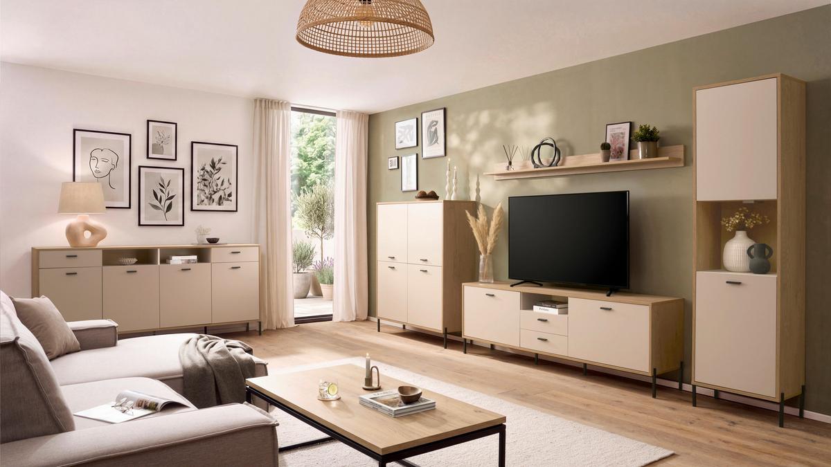Sideboard Fredericia Eichefarben Kaschmir B: 205 cm - Kaschmir/Eichefarben, Design, Holzwerkstoff (205/94/40cm) - MID.YOU