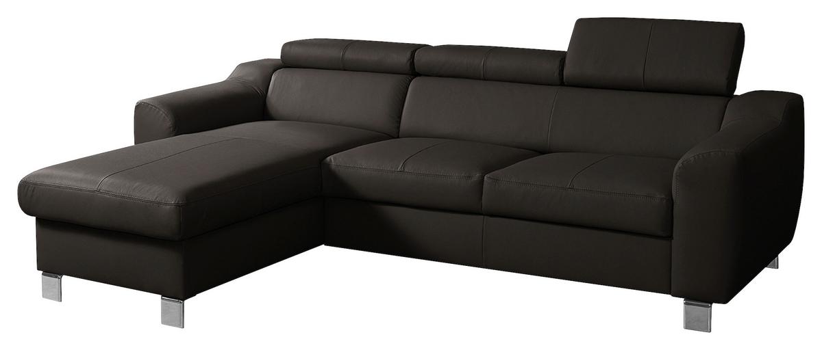 Ecksofa Aspen Dunkelbraun S: 176 Cm - Chromfarben/Dunkelbraun, Design, Leder/Textil (176/242cm) - Livetastic