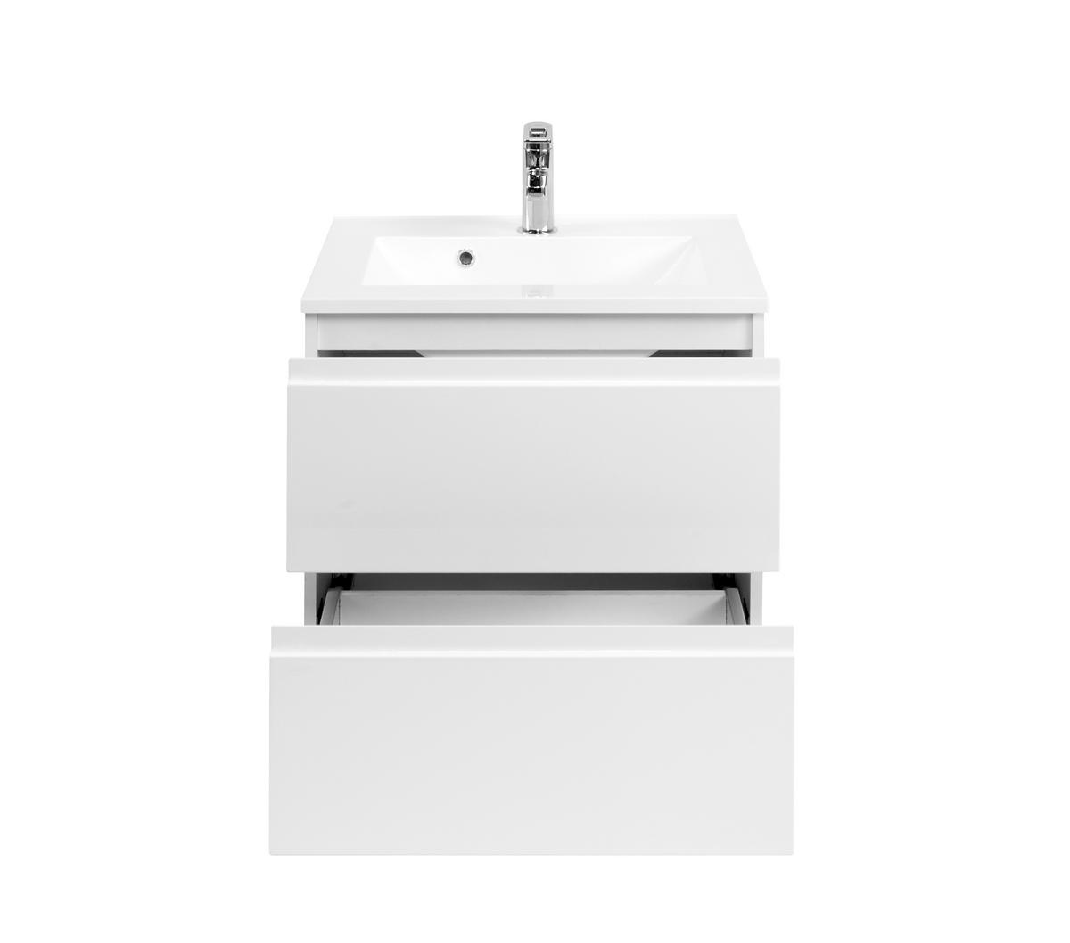 Badmöbel-set 3-tlg. Inkl. Led Cardiff B: 60 Cm, Weiß - Weiß, Design, Holzwerkstoff (60cm) - Held