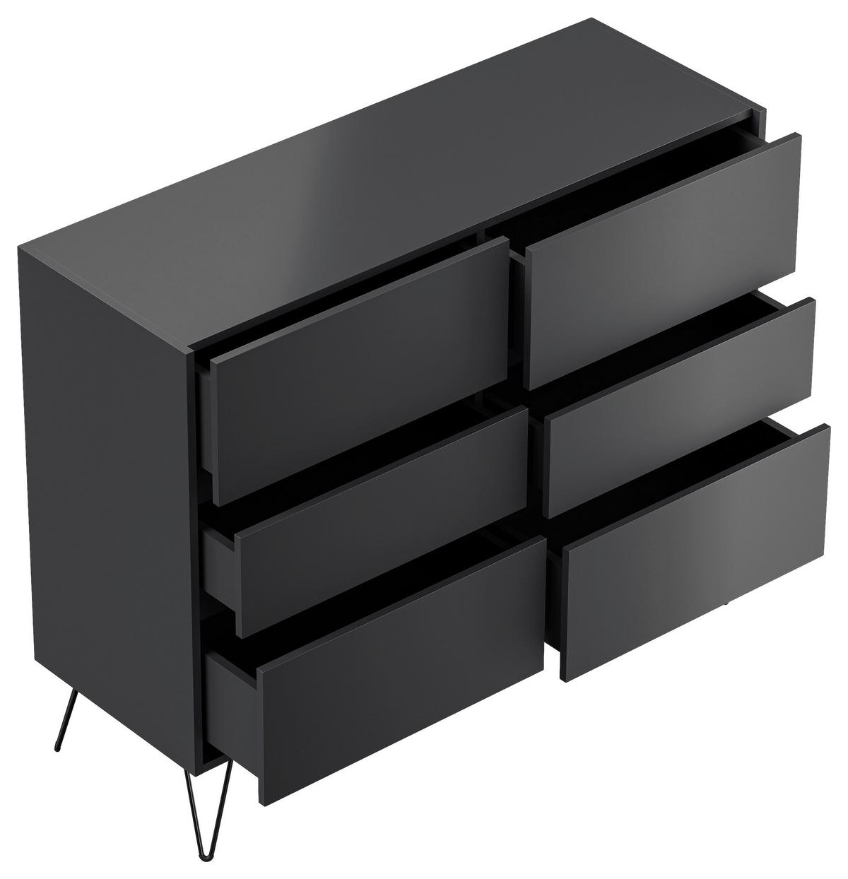 Sideboard Posseik Industrial Graphitfarben B: 120 cm - Schwarz/Graphitfarben, Design, Holzwerkstoff (120/93,6/42cm) - P & B