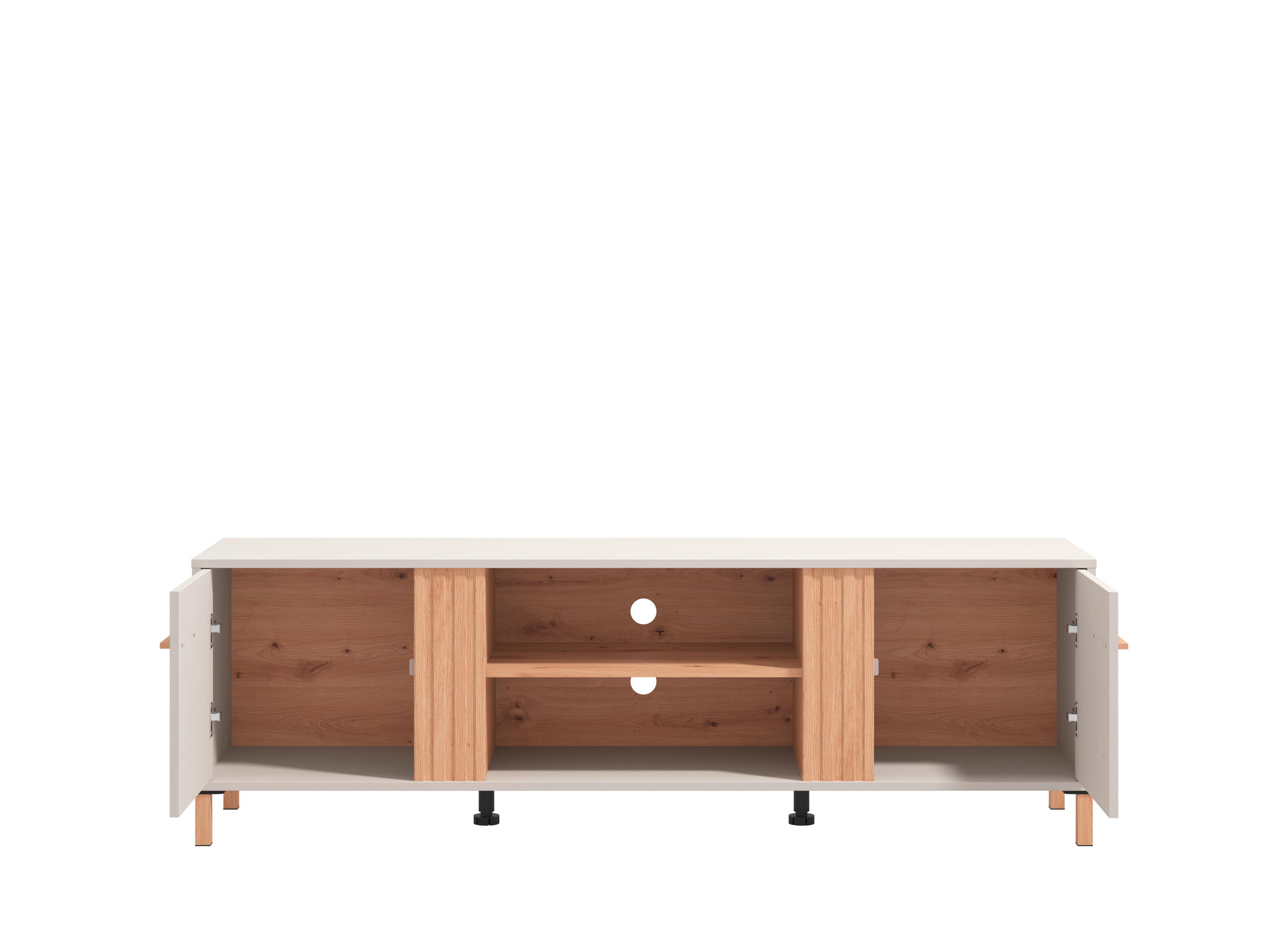 Tv-elem Belfort - tölgyfa/fehér, Modern, faalapú anyag (163,5/52/40cm)