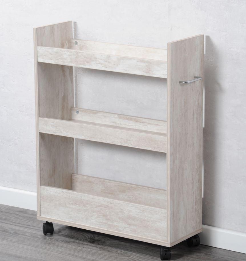 Eckregal mit Rollen B: 60 cm Holz Dekor - Weiß, MODERN, Holzwerkstoff (60/22/78cm) - Kesper