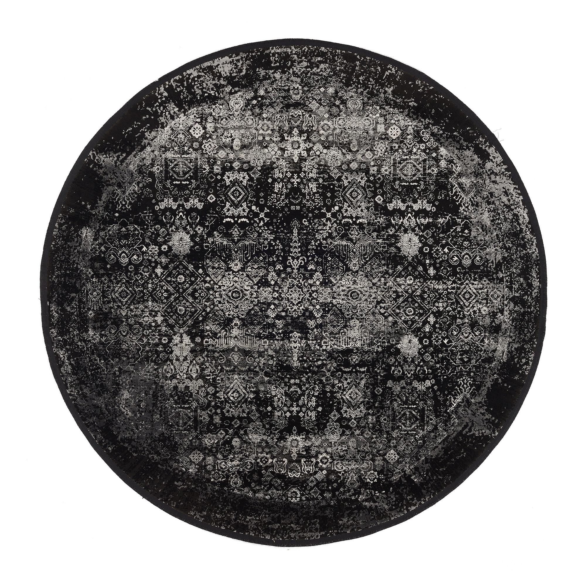 Webteppich Grau/Schwarz Calais Ø 160 cm - Schwarz/Grau, Design, Textil (160cm) - Dieter Knoll