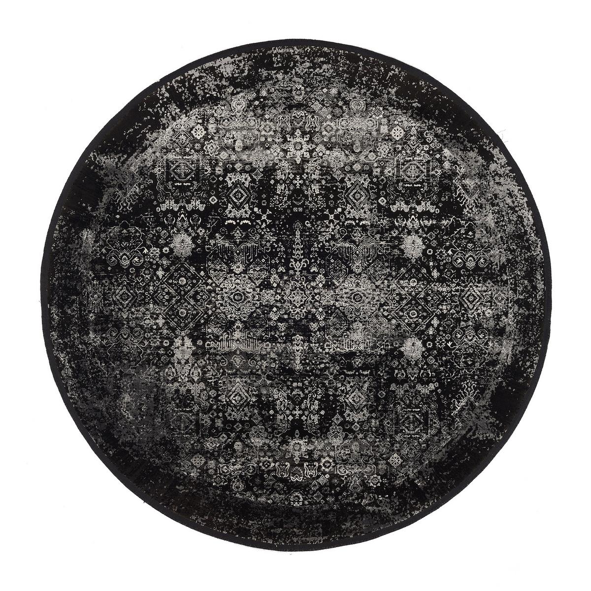 Webteppich Grau/Schwarz Calais Rund Ø 240 cm - Schwarz/Grau, Design, Textil (240cm) - Dieter Knoll
