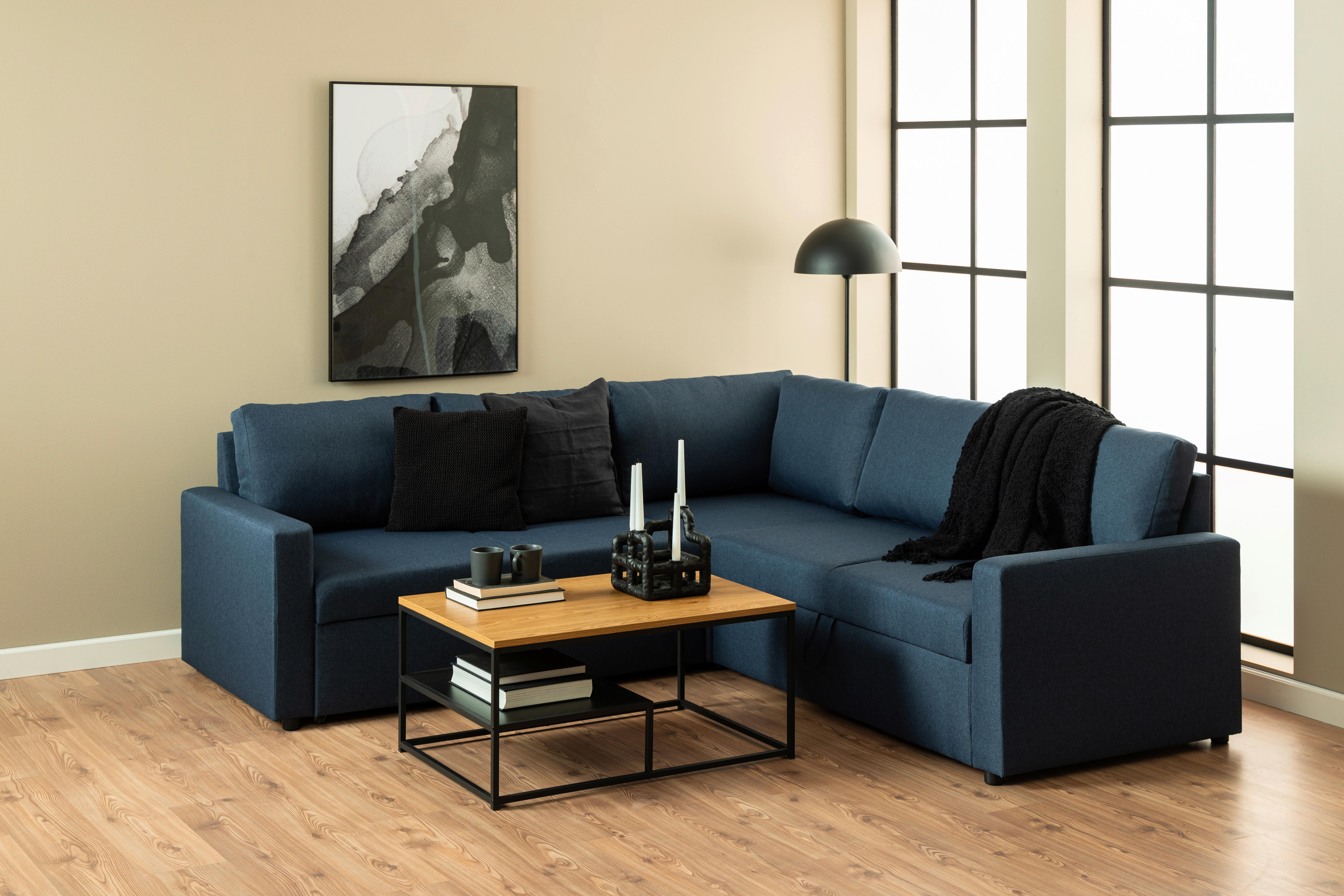 Couchtisch Gila 0000102167 - Eichefarben/Schwarz, Design, Holzwerkstoff/Metall (90/60/42cm) - Livetastic