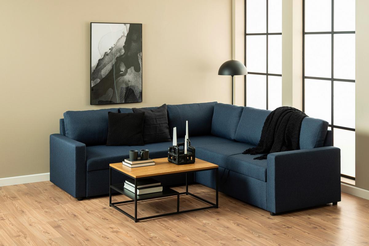 Couchtisch Gila 0000102167 - Eichefarben/Schwarz, Design, Holzwerkstoff/Metall (90/60/42cm) - Livetastic
