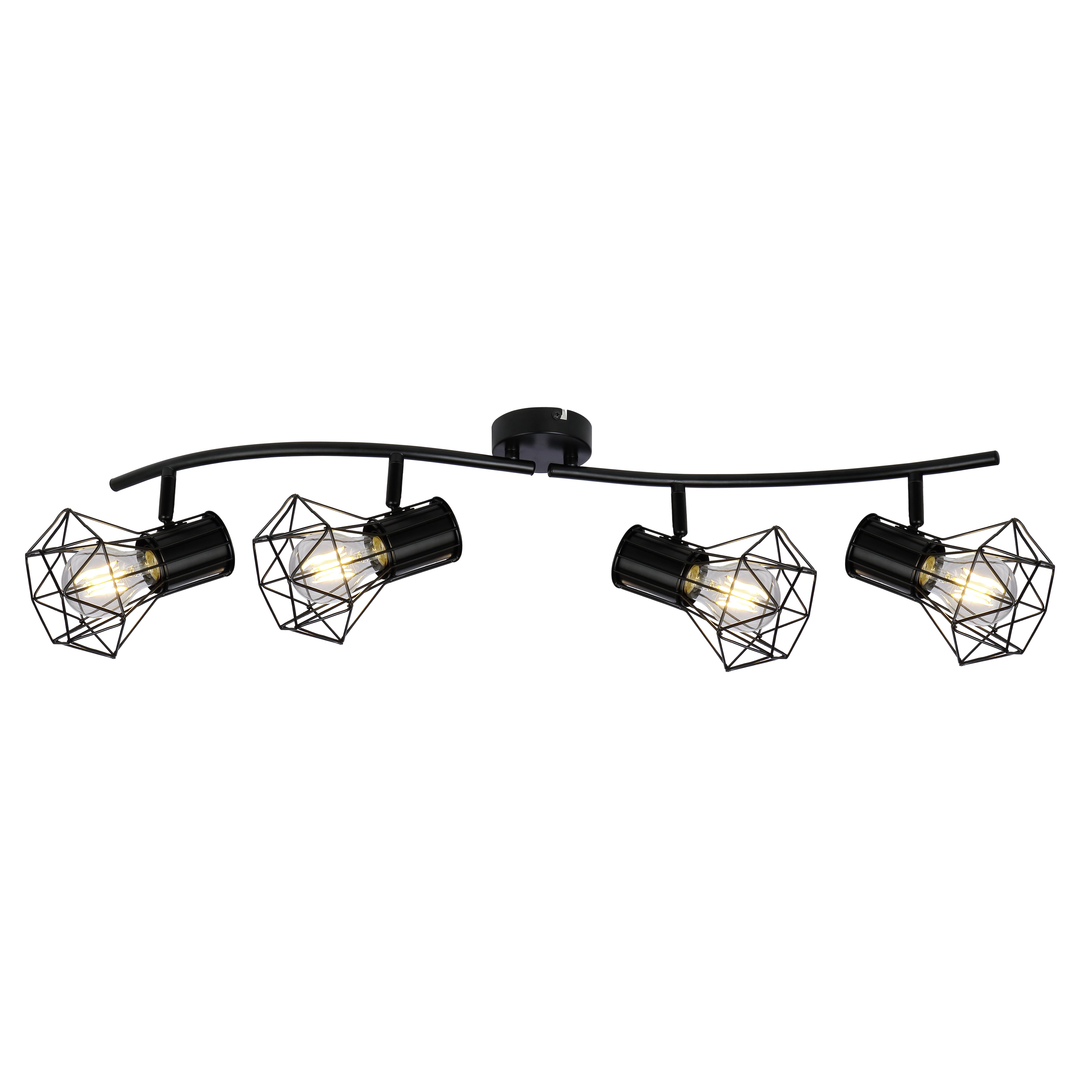 Strahler Antonia 4-flammig L: 80 Cm - Schwarz, MODERN, Metall (80/22,5/19cm) - Luca Bessoni