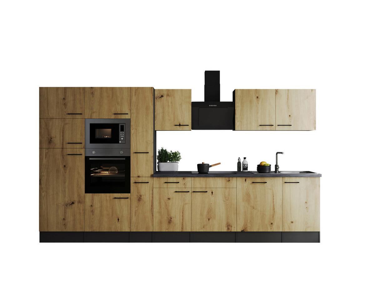 Küchenblock Oliver Artisan Dekor B: 370 Cm - Eiche Artisan/Grau, Design, Holzwerkstoff (370cm) - Respekta