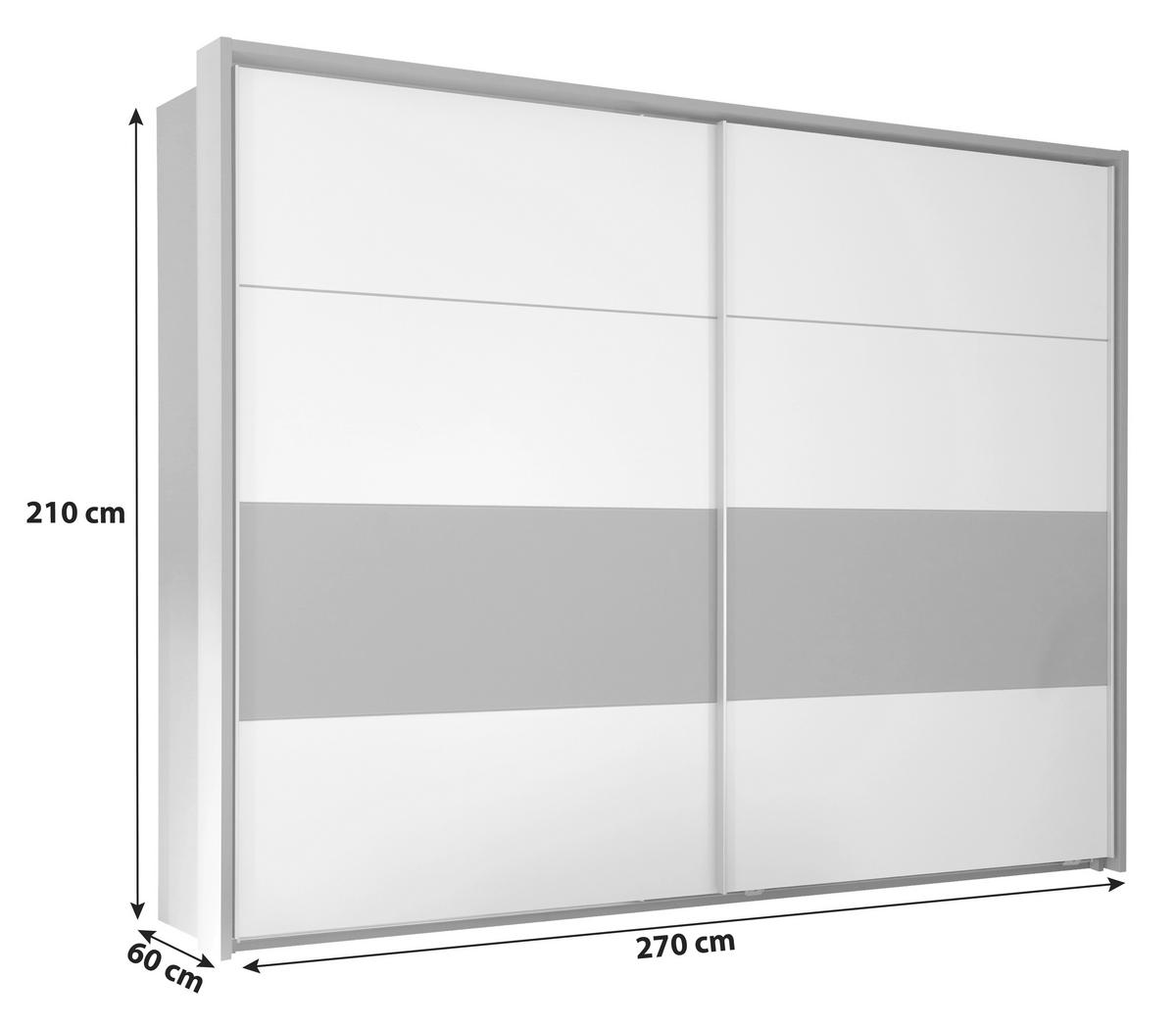 SKRIŇA S POS. DVER. – HOR.VED MODESTE - svetlosivá/hliníková, Modern, kov/kompozitné drevo (270/210/60cm)