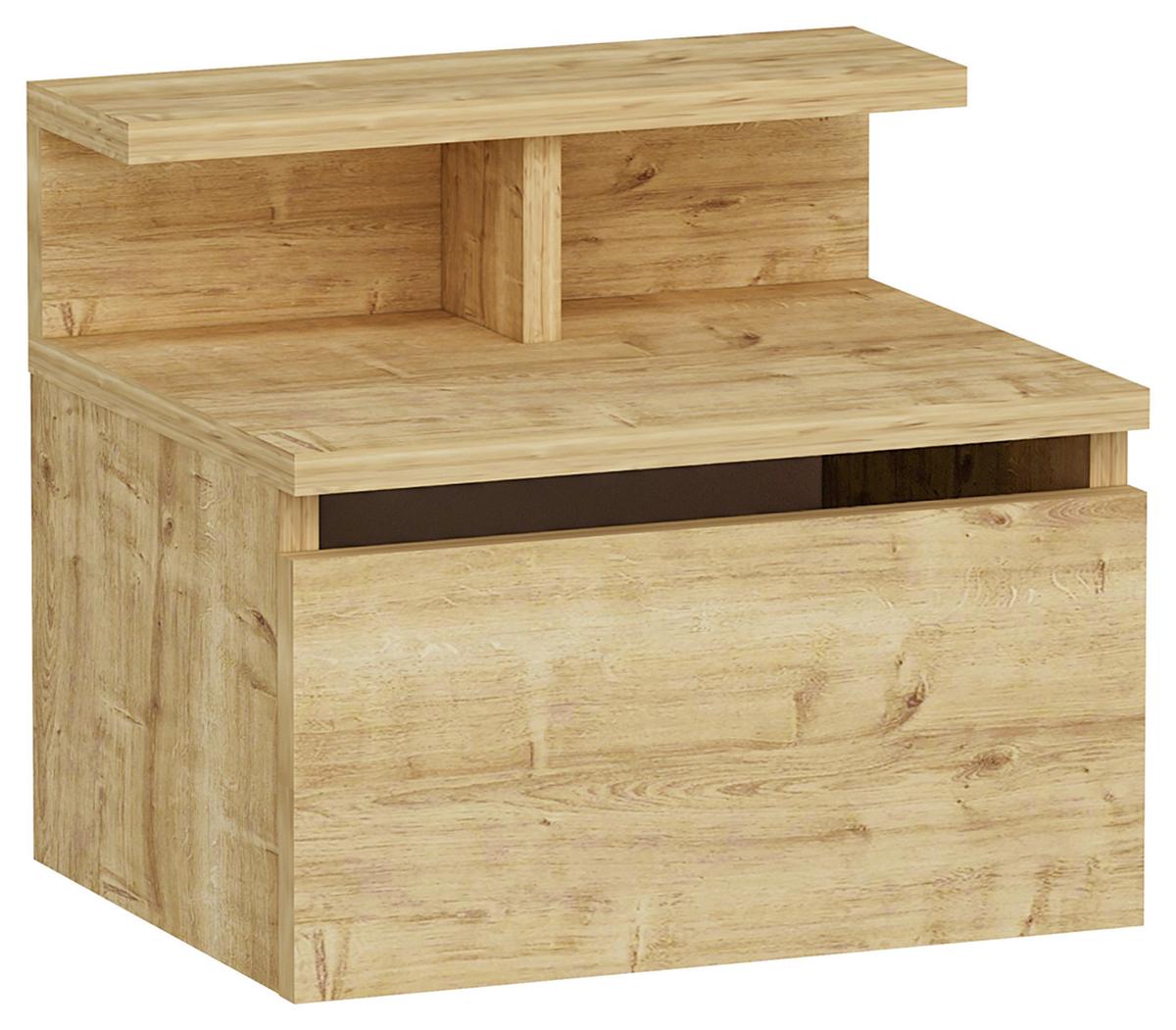 Nachtkästchen Eiche Dekor H: 35 cm, Hades - Eichefarben, Design, Holzwerkstoff (39,8/35/31,6cm) - MID.YOU