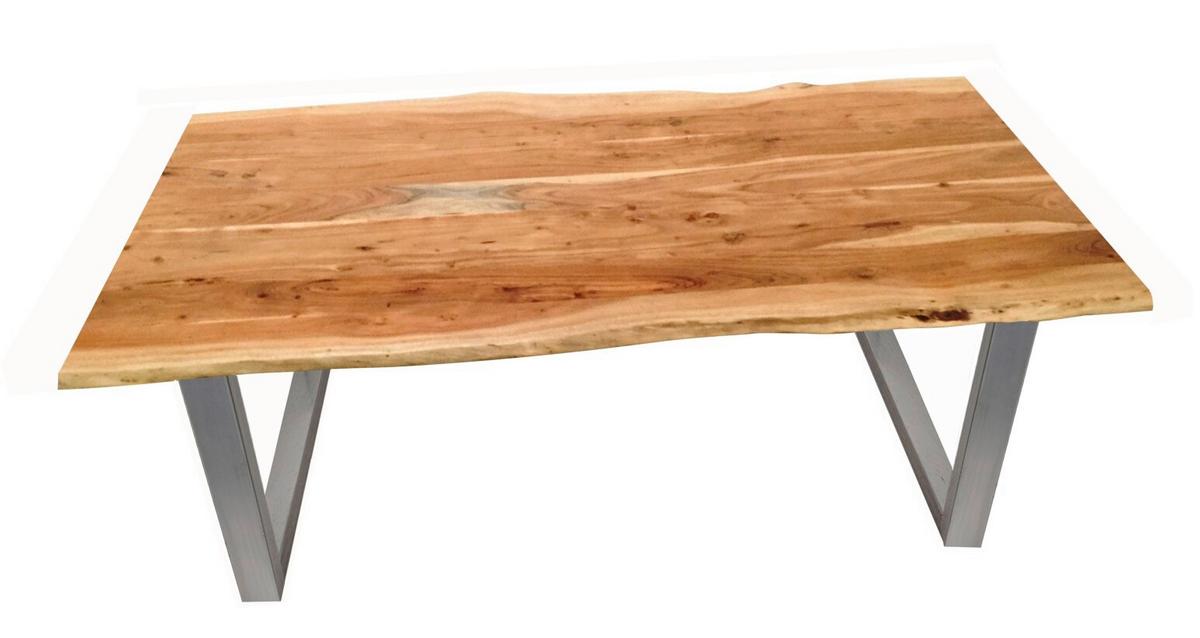 Esstisch Naturfarben /Silberfarben L: 220cm - Silberfarben/Naturfarben, MODERN, Holz/Metall (220/100/78cm) - MID.YOU