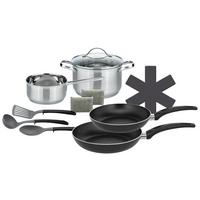 Kochtopfset Horizon 11 -teilig. Edelstahl + Pfannen, Zubehör - Transparent/Silberfarben, Basics, Glas/Metall (31,5/15/55cm)