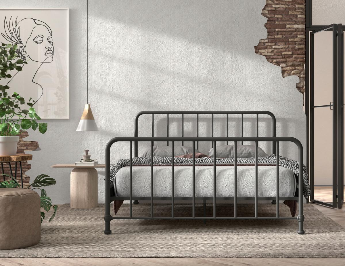Postel pro děti a mládež 160x200cm - černá, Romantický / Rustikální, kov/dřevo (160/200cm) - MID.YOU