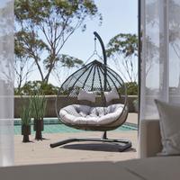 Závesné kreslo Bari - sivá/svetlosivá, Modern, kov/textil (130/201/116cm) - Bessagi Garden