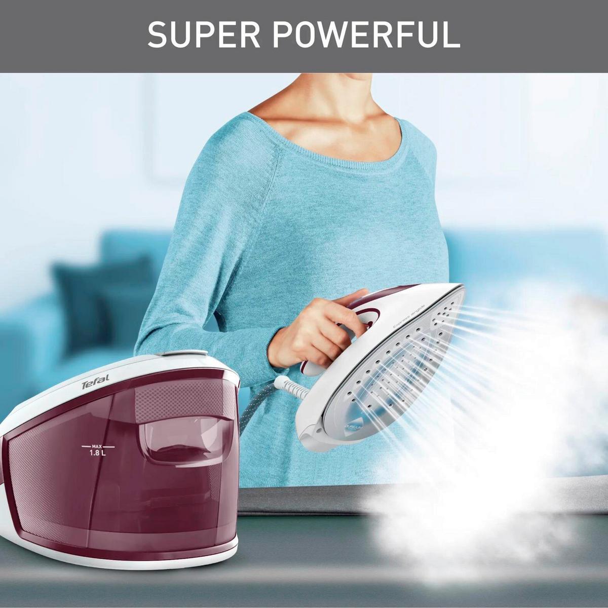 DAMPFBÜGELSTATION 2800W, 180ml - Weinrot/Weiß, Basics, Kunststoff/Metall (36/21/26cm) - Tefal