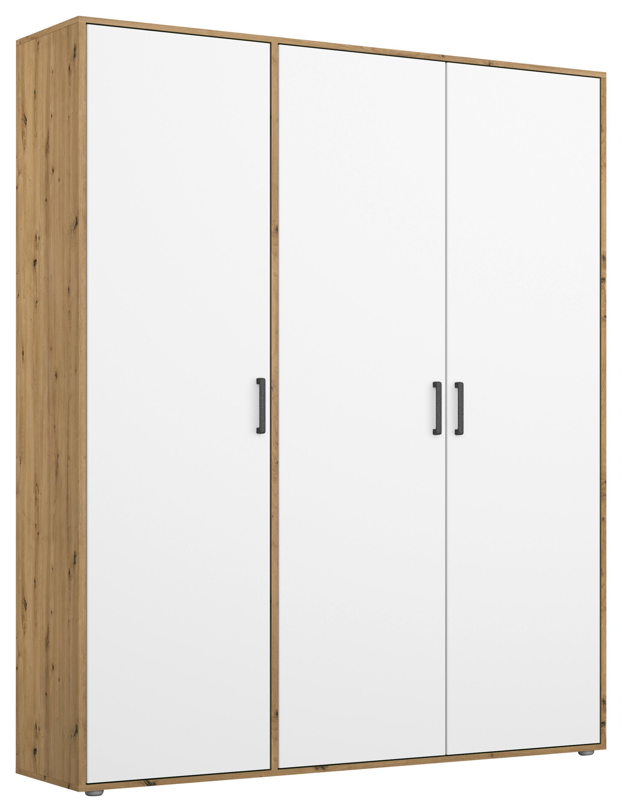 Drehtürenschrank 140 Cm Voyager Eiche Artisan,weiß - Weiß/Eiche Artisan, MODERN, Holzwerkstoff (140/194/53cm) - Rauch Möbel