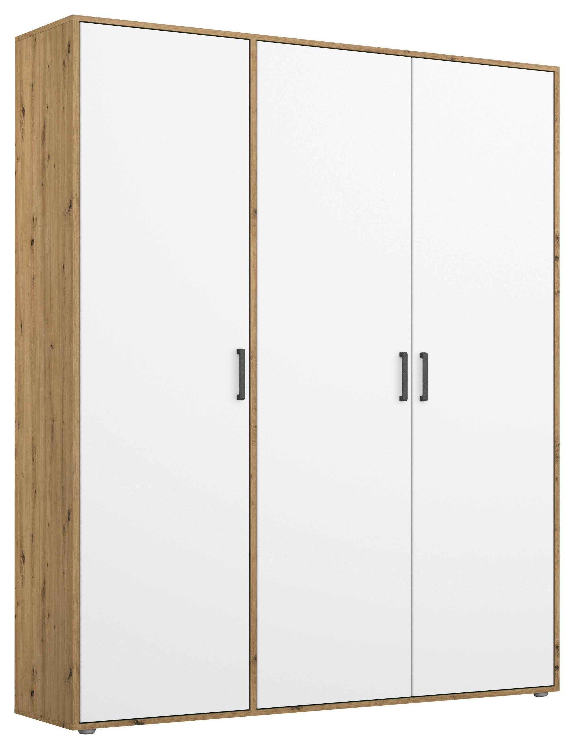 Drehtürenschrank Voyager Eiche Artisan,weiß B: 140 cm - Weiß/Eiche Artisan, MODERN, Holzwerkstoff (140/194/53cm) - Rauch Möbel