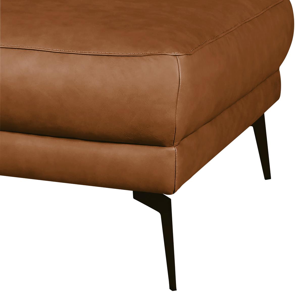Hocker Spring, Cognac B: 96 cm - Cognac/Schwarz, Design, Leder (96/45/80cm) - Livetastic