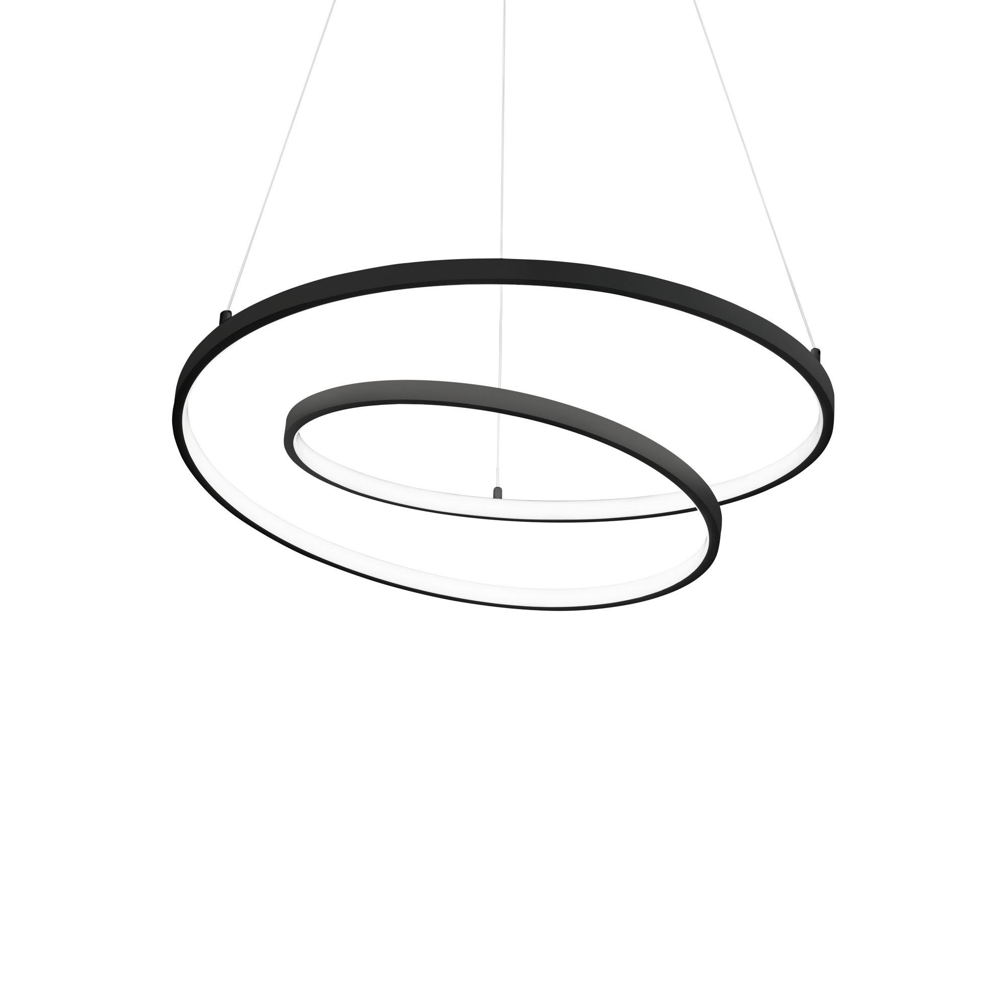 Led-hängeleuchte Nero Schwarz D: 60 Cm - Schwarz, Design, Kunststoff/Metall (60/30/150cm) - Ideal Lux