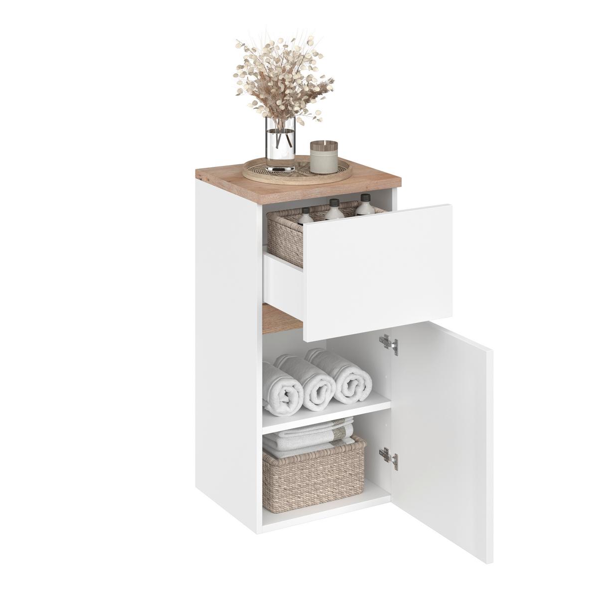 Unterschrank Marbella B: 40 cm Weiß/Eiche Dekor - Weiß, MODERN, Holzwerkstoff (40/81,2/35cm)
