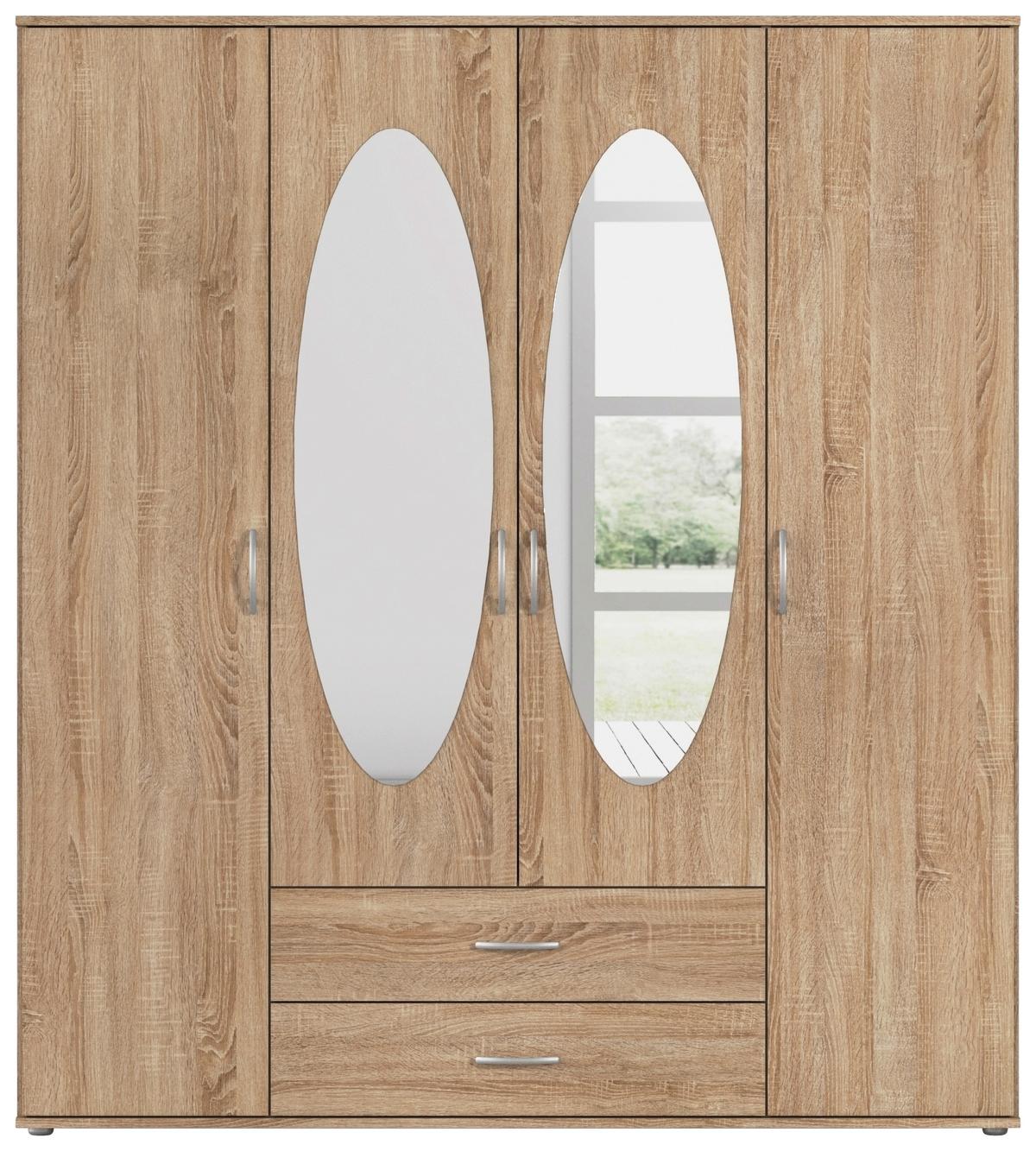 Kleiderschrank Paul 4 Sp - Eichefarben, KONVENTIONELL, Holzwerkstoff (168/188/52cm)