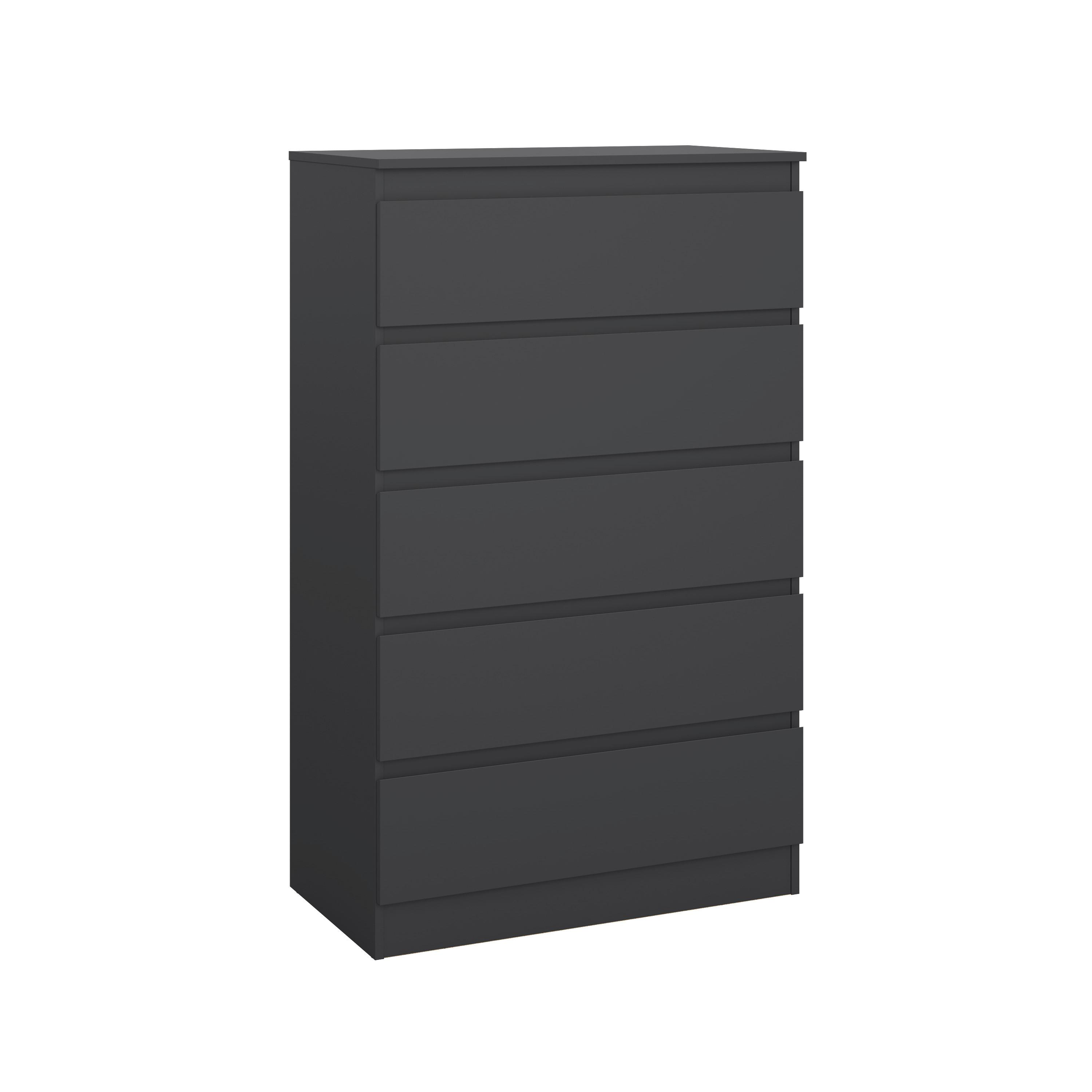 Komoda MARA 5 antracit - antracitová, Konvenční, dřevo/kompozitní dřevo (77/125/42cm) - Mömax