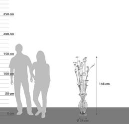 Die LED-Stehleuchte hat eine Höhe von ca. 148 cm LED-Lampe in Vasenform mit Blüten