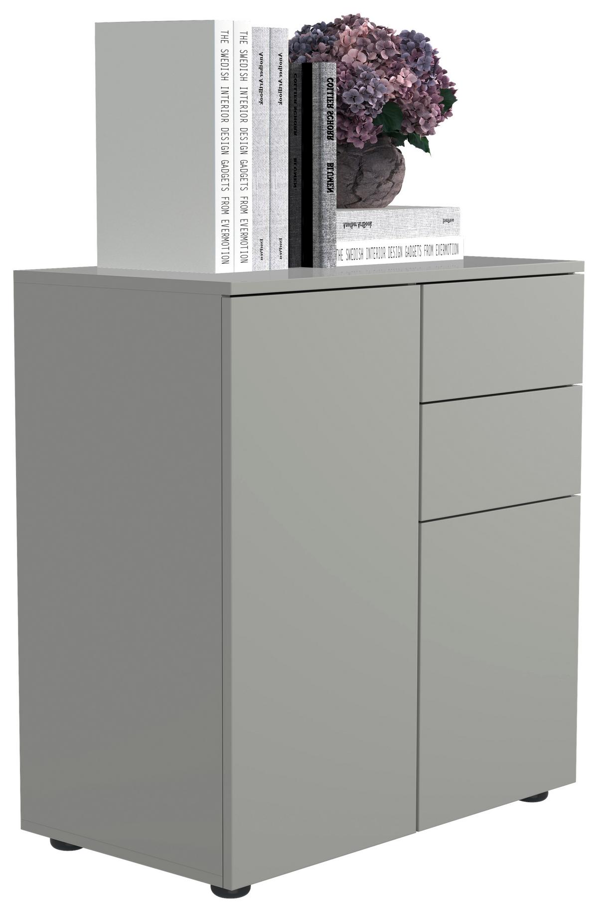 Kommode Dalosa Grau B: 70 cm - Schwarz/Grau, Design, Holzwerkstoff (70/77/39cm) - MID.YOU