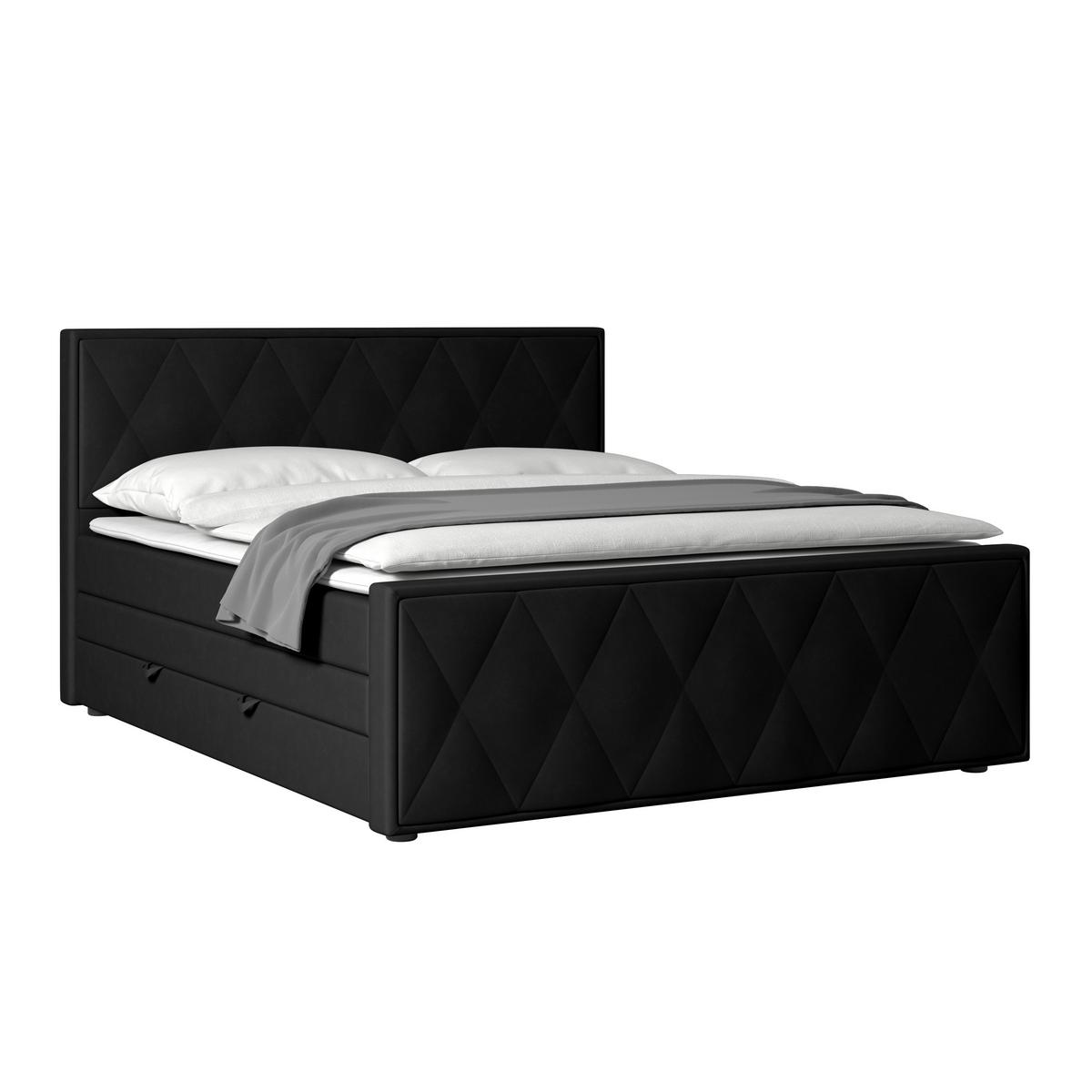Boxspringbett mit Bettkasten Porto 180x200 cm Schwarz - Schwarz, MODERN, Holzwerkstoff/Kunststoff (180/200cm) - MID.YOU