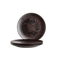 Tellerset Metallic Bronze 4--Teilig. rund D: 33 cm - Dunkelbraun, Basics, Keramik - Mäser
