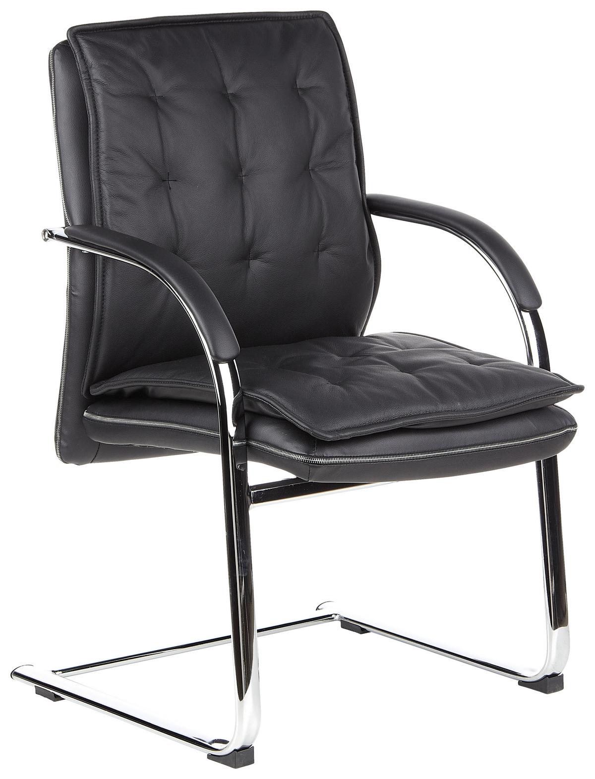Besucherstuhl Villa Schwarz Bis 110 Kg - Schwarz, Basics, Leder/Metall (60/100/47cm) - MID.YOU