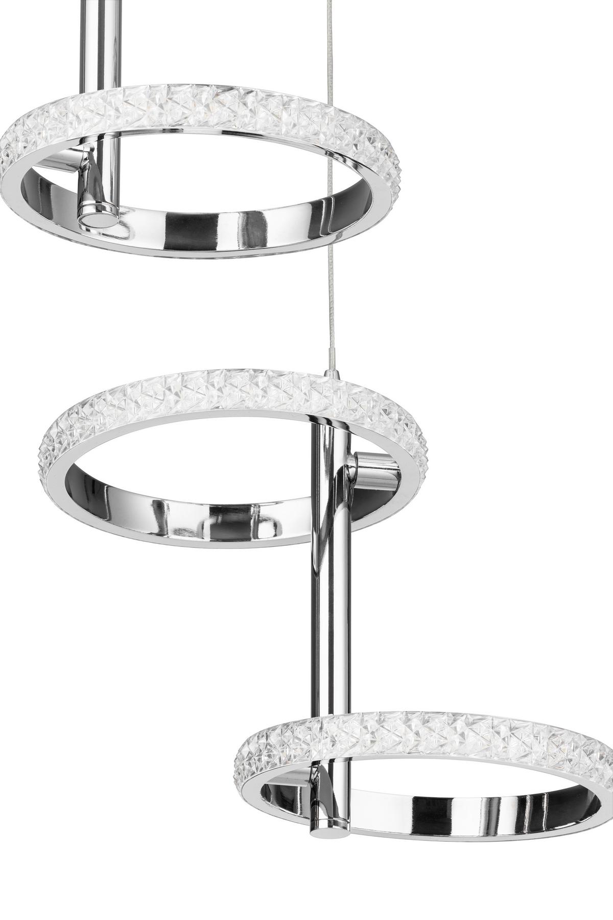 LED-Hängeleuchte Rong - Chromfarben, MODERN, Kunststoff/Metall (45,5/120cm)