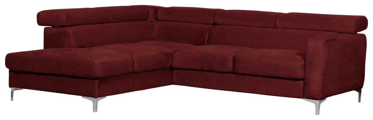Ecksofa Sammy Dunkelrot - Chromfarben/Dunkelrot, Design, Textil (207/242cm) - Livetastic