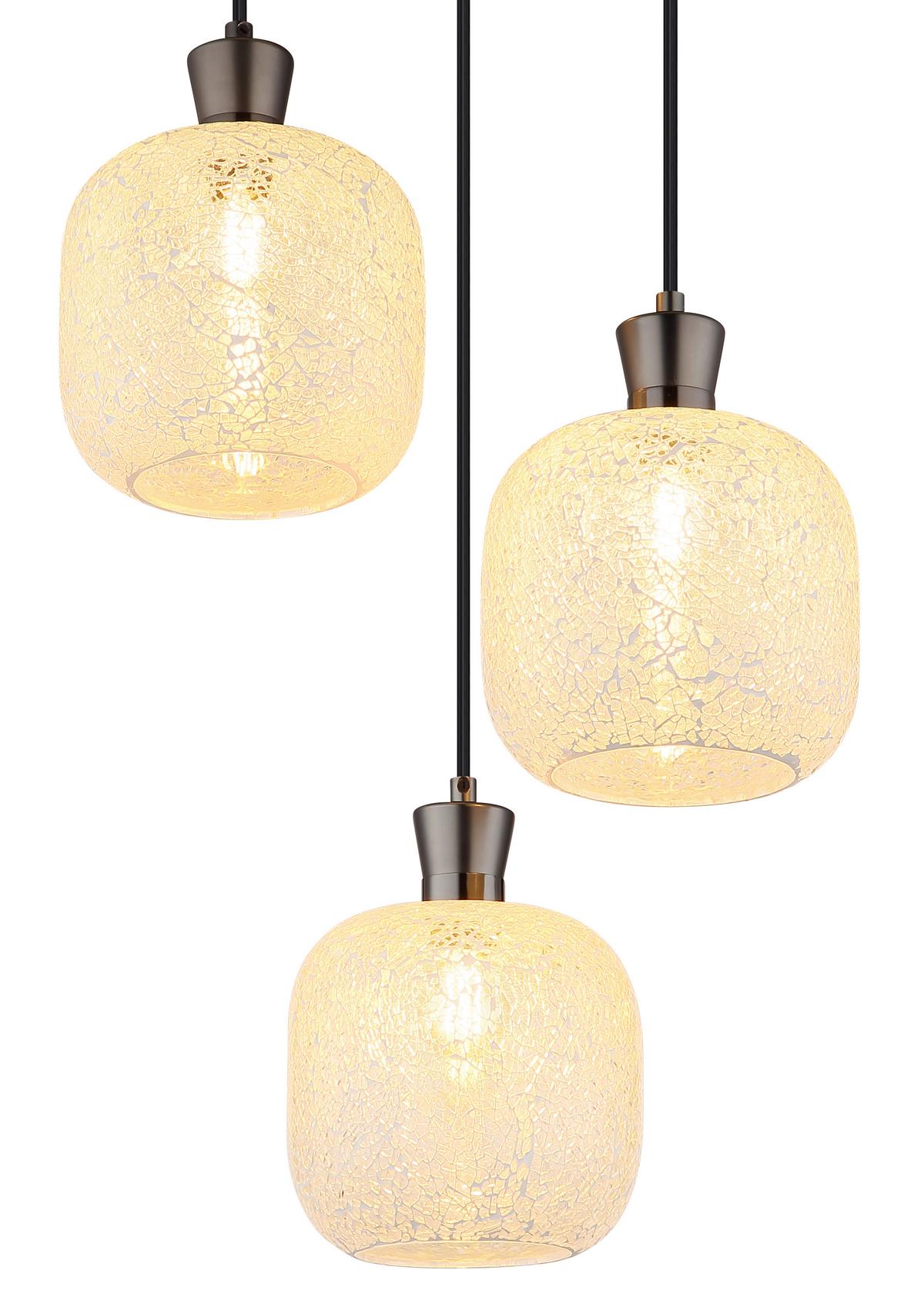 Hängeleuchte Exkl. 3xe14, 40w - Klar/Schwarzchrom, Design, Glas/Kunststoff (30/120cm) - Globo