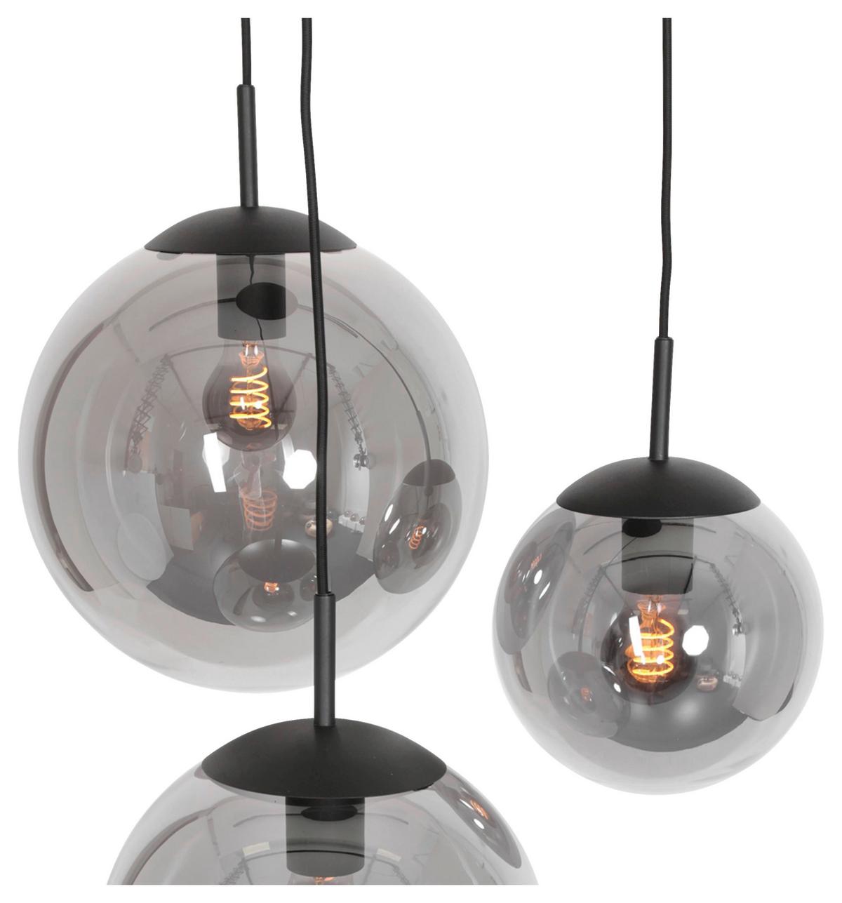Pendelleuchte Bollique - Schwarz, Trend, Glas/Metall (25/40-150/120cm)