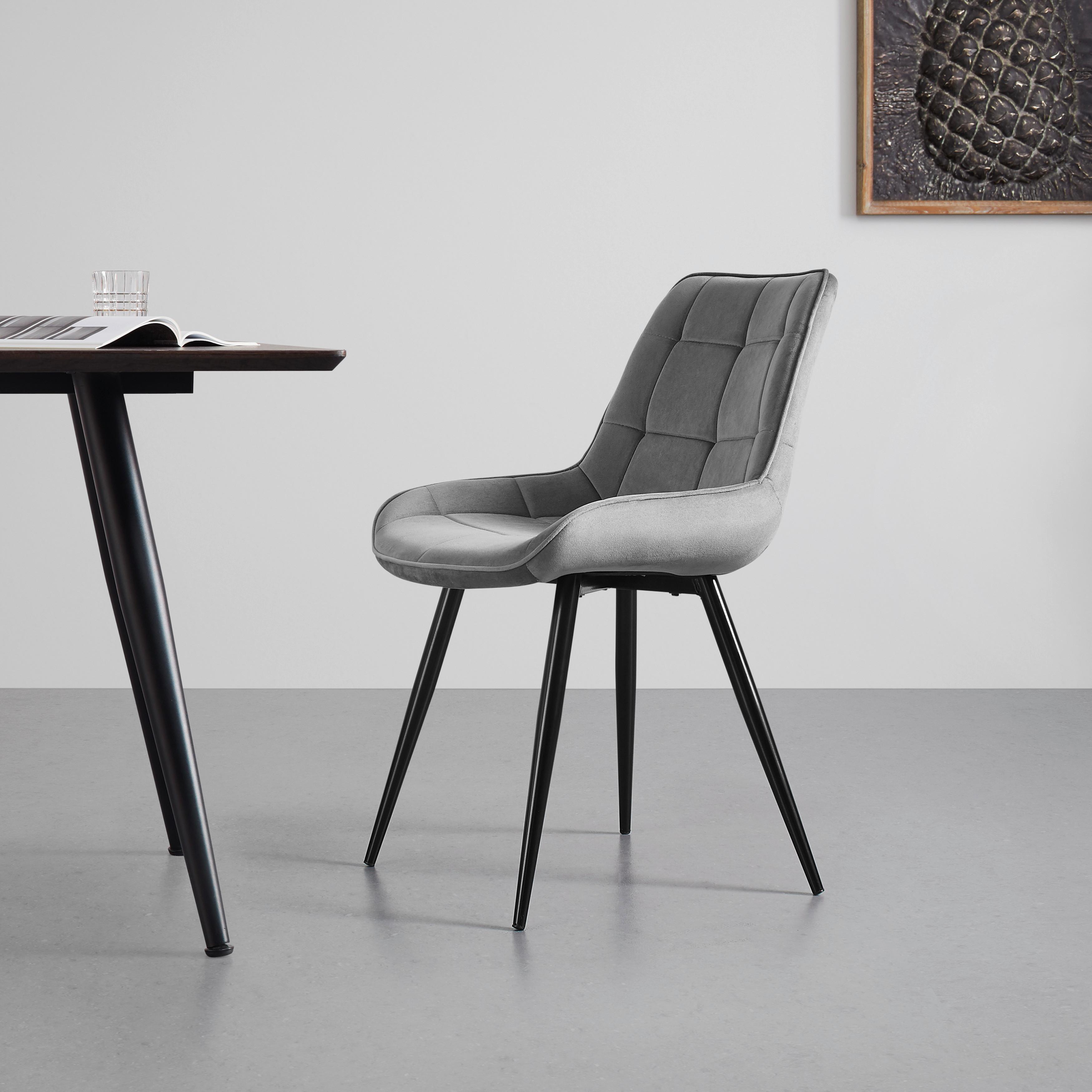 Jídelní Židle Alina Šedá - šedá/černá, Moderní, kov/textil (59/84/51cm) - Bessagi Home