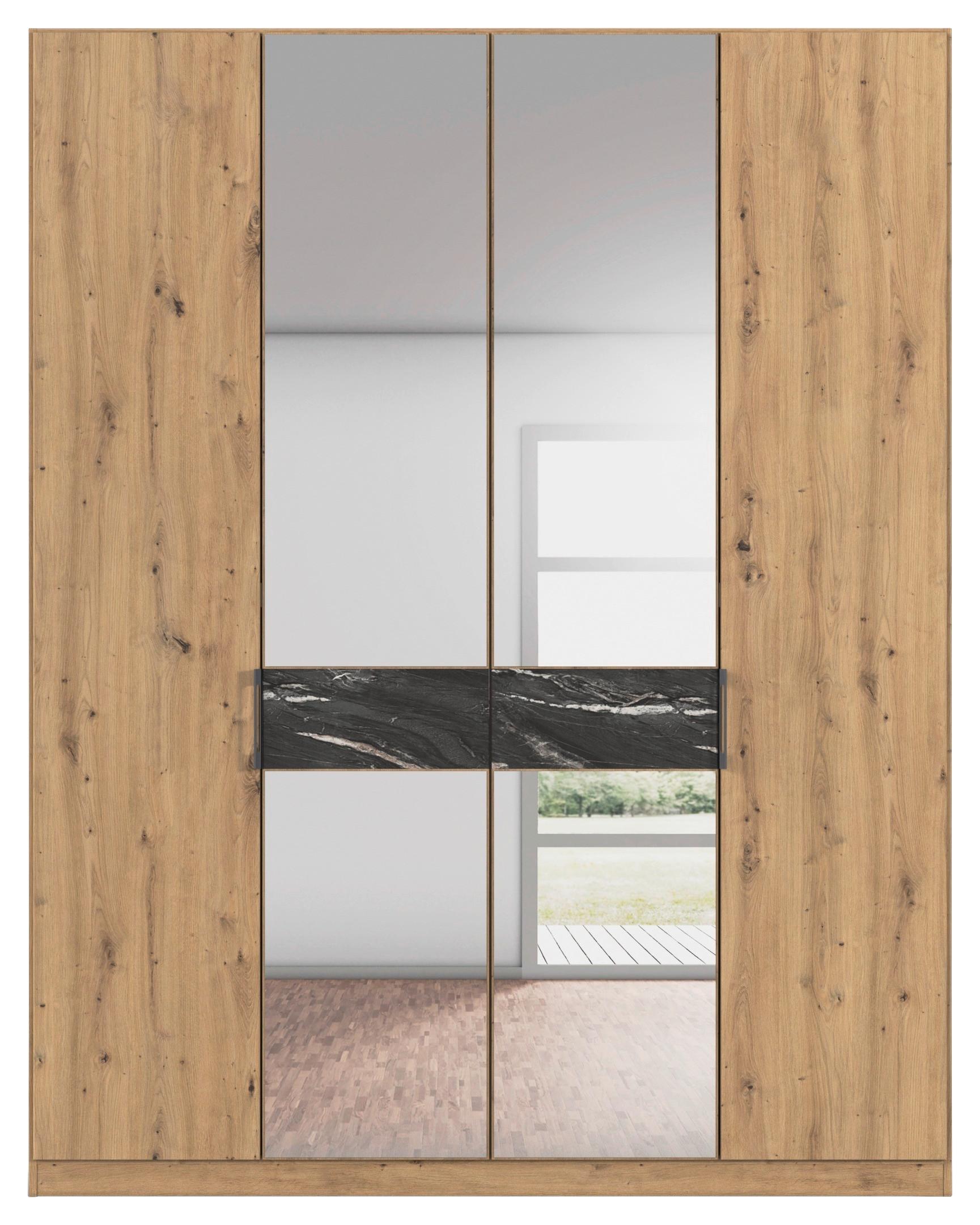 Drehtürenschrank Versitiy-d Eiche Artisan/marmoroptik 4trg - Silberfarben/Eiche Artisan, Trend, Holzwerkstoff (181/229/54cm) - James Wood