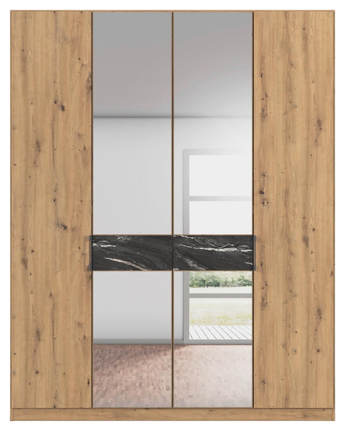 Drehtürenschrank Versitiy-d Eiche Artisan/marmoroptik 4trg - Silberfarben/Eiche Artisan, Trend, Holzwerkstoff (181/229/54cm) - James Wood