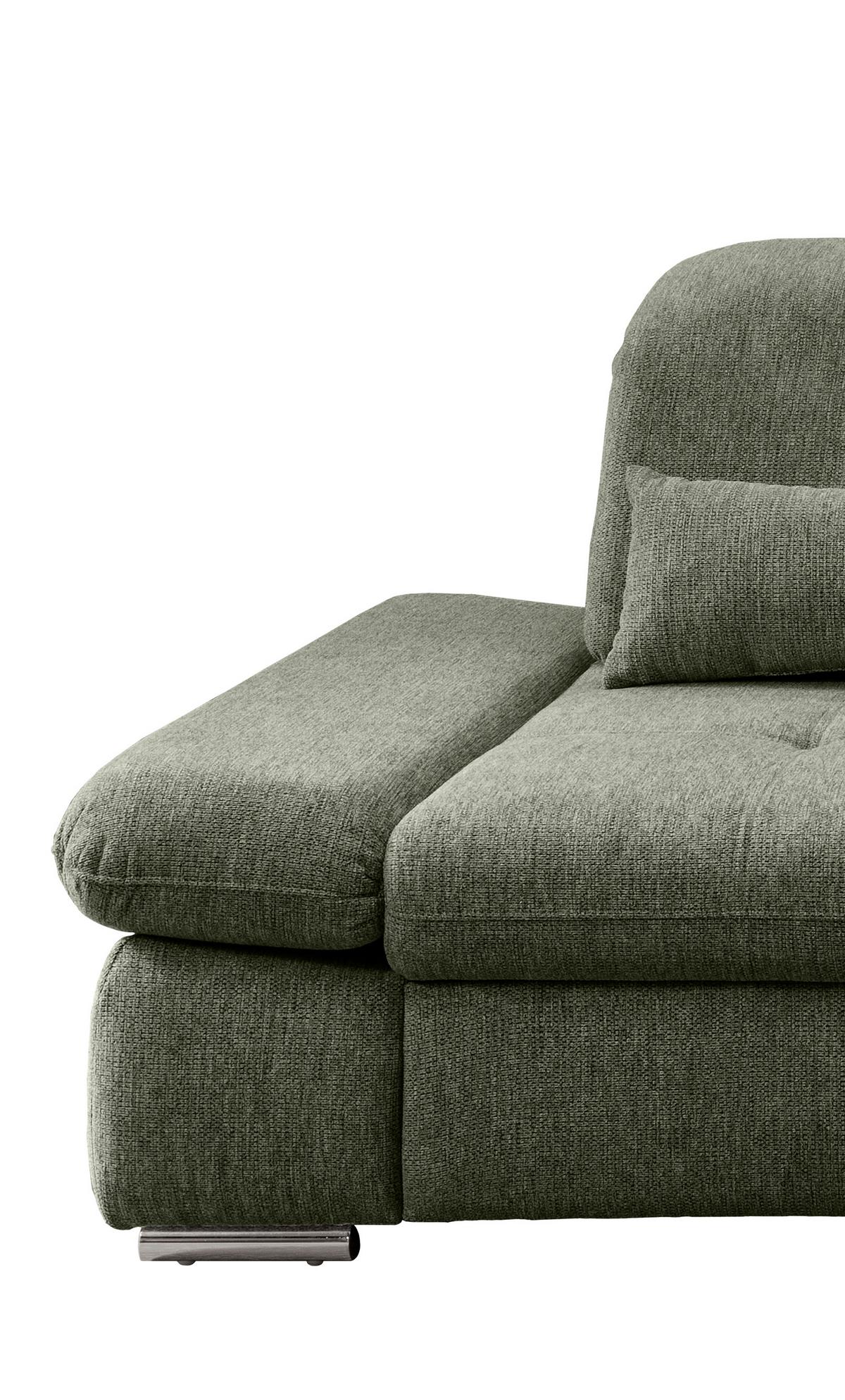Ecksofa Mit Schlaffunktion Dalida Dunkelgrün,s:280x254 Cm - Chromfarben/Dunkelgrün, Design, Textil (280/254cm) - Livetastic