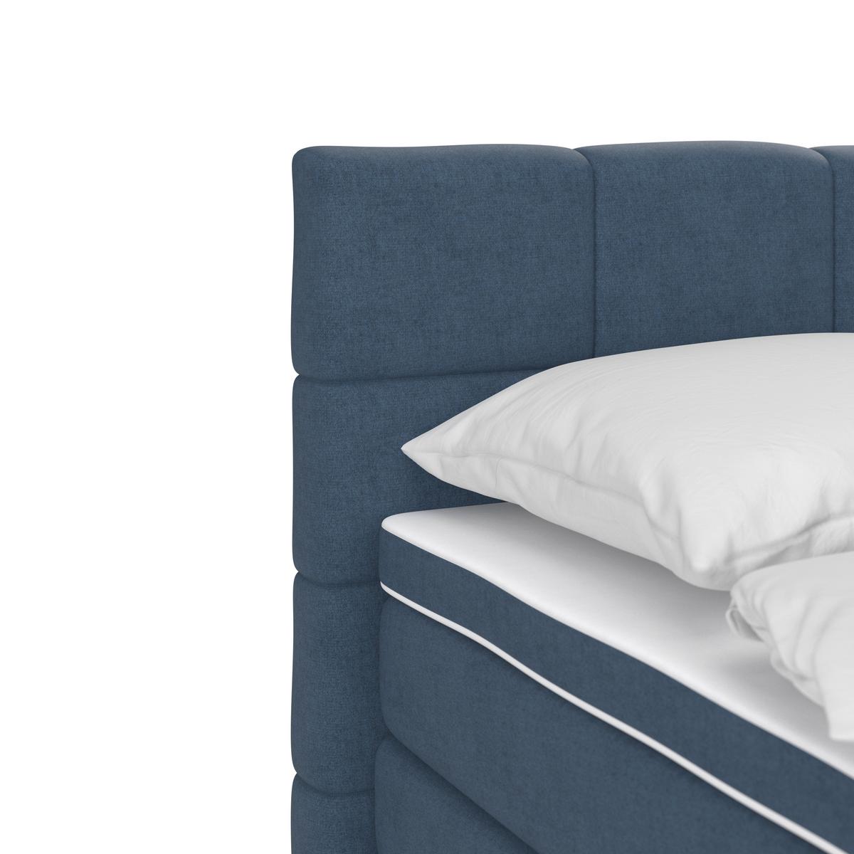 Boxspringbetten mit Topper 200x200 April - Blau/Schwarz, MODERN, Textil (200/200cm)