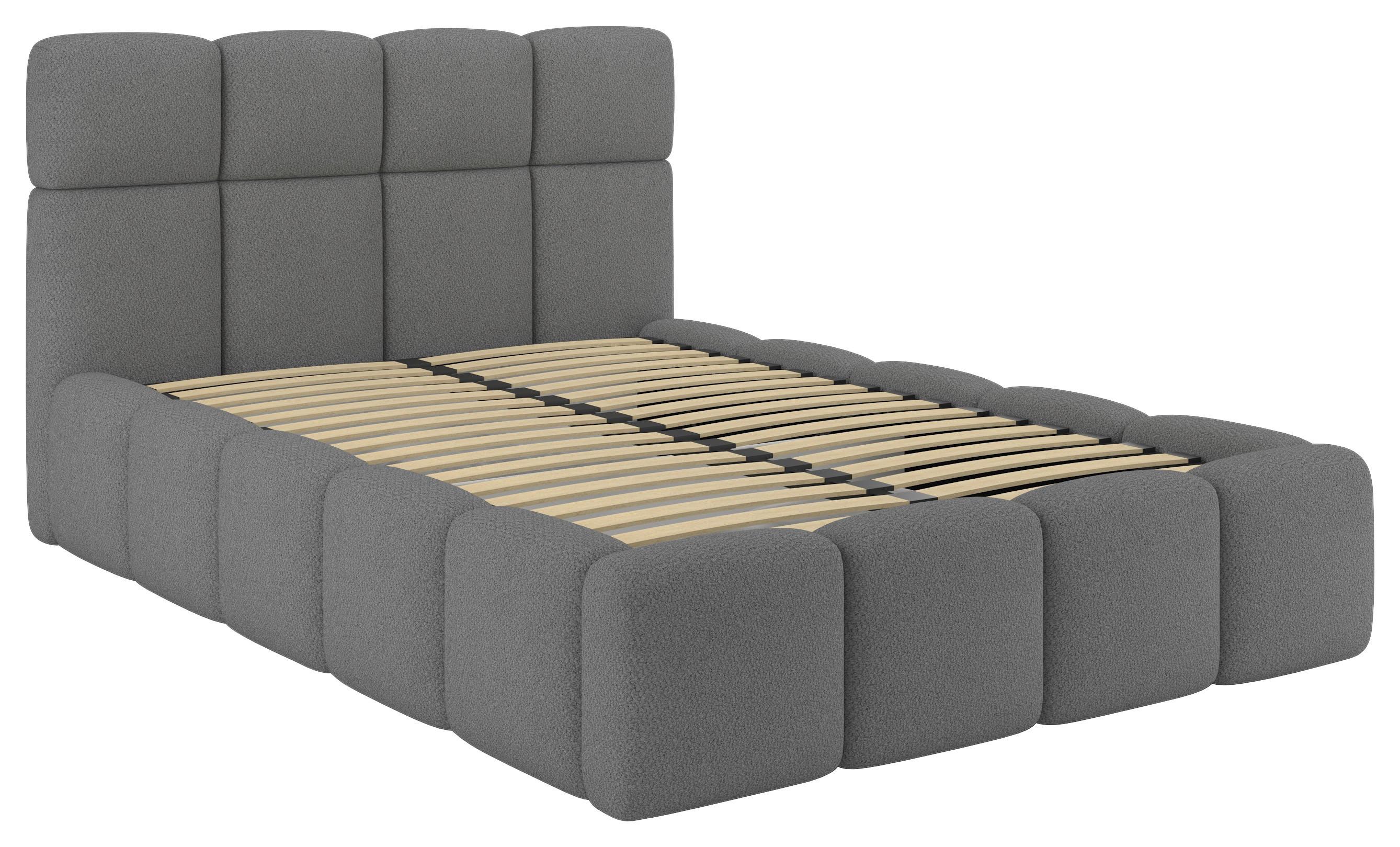 Polsterbett Cloudy Silberfarben, Lf: 140x200 cm - Grau, Trend, Holz/Holzwerkstoff (140/200cm) - Luca Bessoni