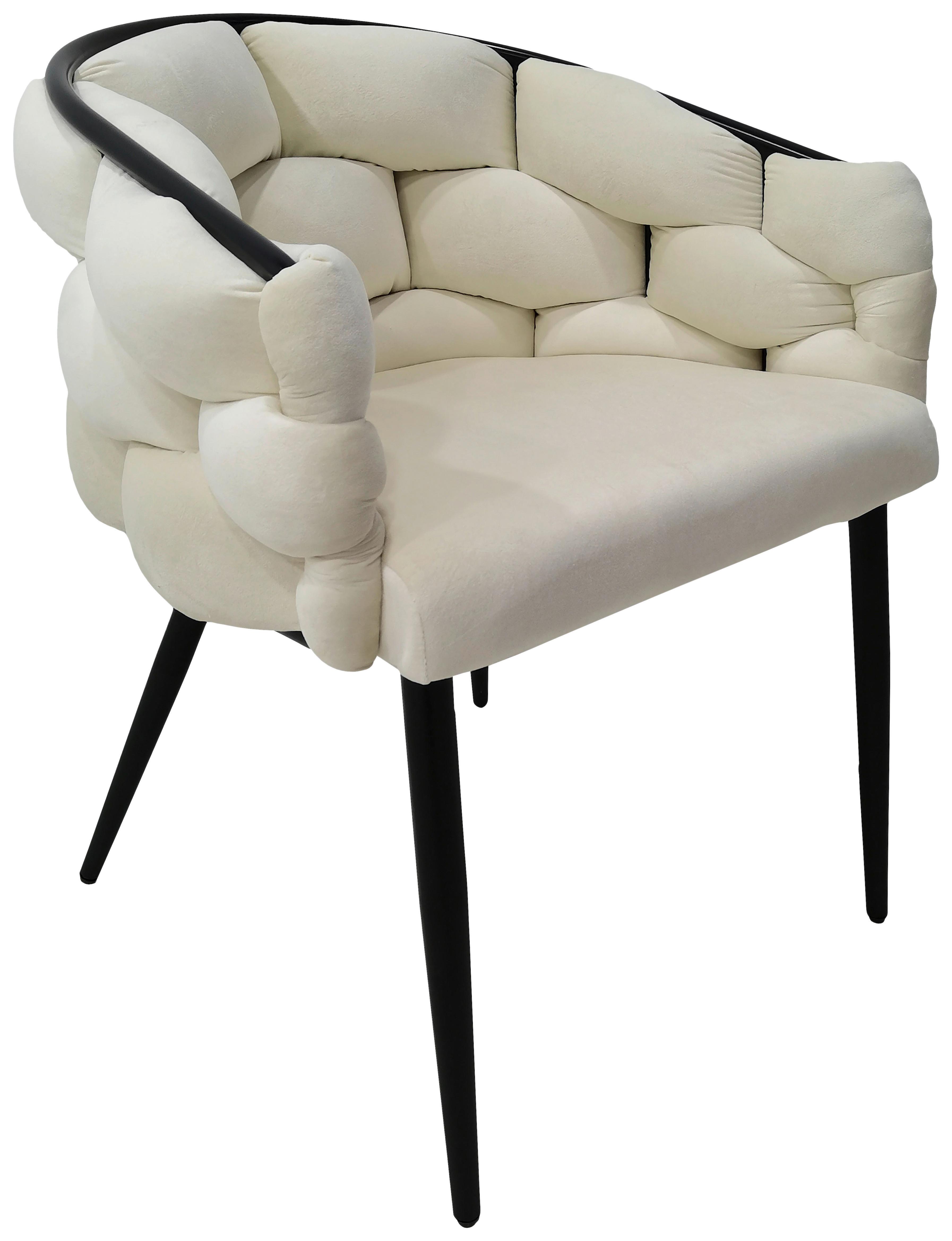 Sada židlí s područkami 2ks/sada - černá/krémová, Moderní, kov/textil (65/79/61cm) - MID.YOU