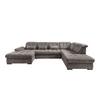 Wohnlandschaft mit Bettkasten Rigatti Graubraun B: 387 cm - Graubraun/Schwarz, MODERN, Textil (184/387/252cm) - Livetastic