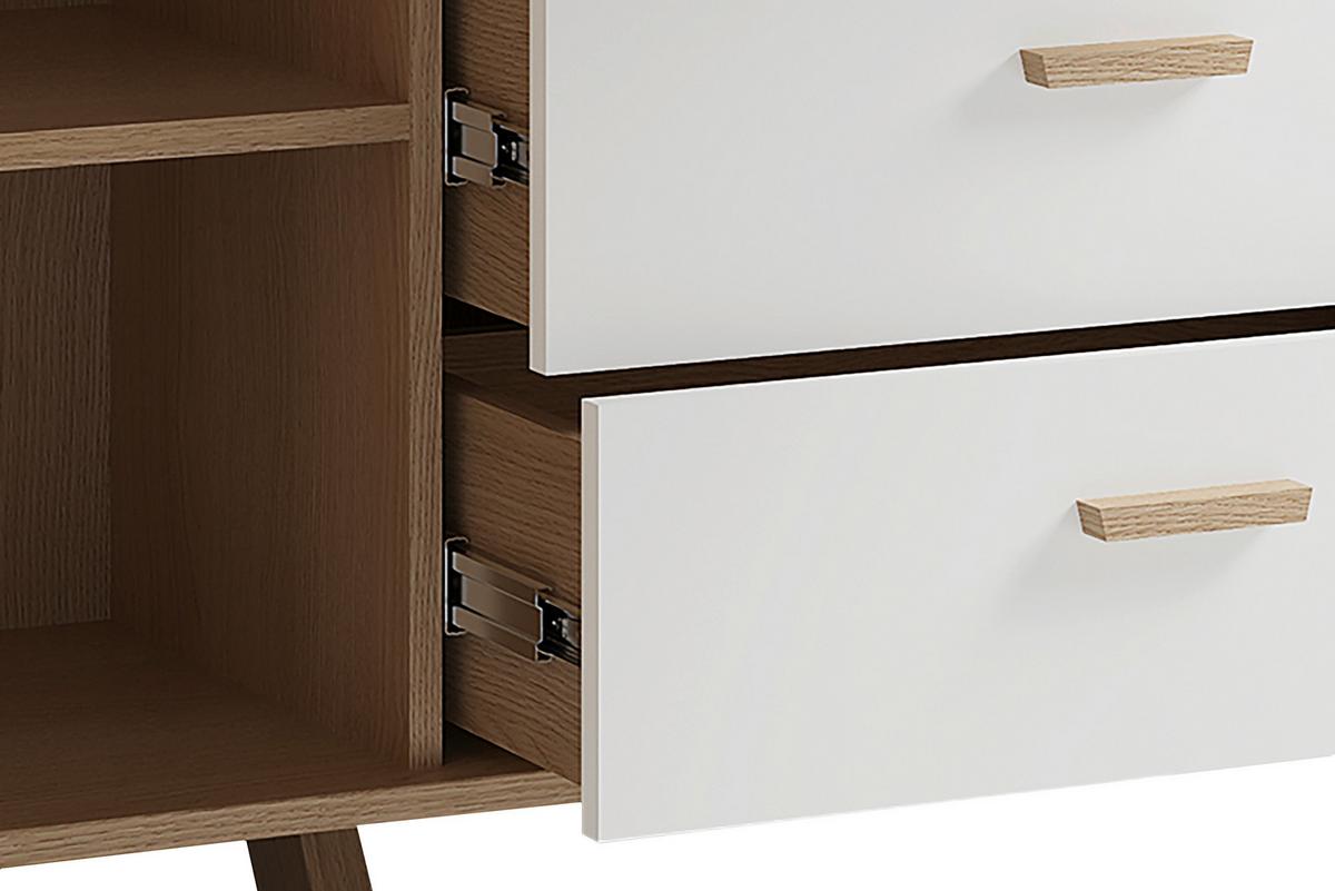 Highboard Bastian Eiche Bianco/Weiß B: 120 cm - Eiche Bianco/Eichefarben, Design, Holz/Holzwerkstoff (120/131/36,5cm) - MID.YOU