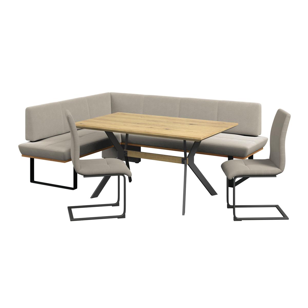 Eckbank Tristan Webstoff beige,S:175x245cm - Beige/Schwarz, MODERN, Holz/Textil (175/245cm) - James Wood