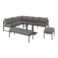 Loungegarnitur 4-Tlg Medan Metall/Kunststoff mit Kissen - Anthrazit, MODERN, Textil/Metall (193/175cm) - Beldano