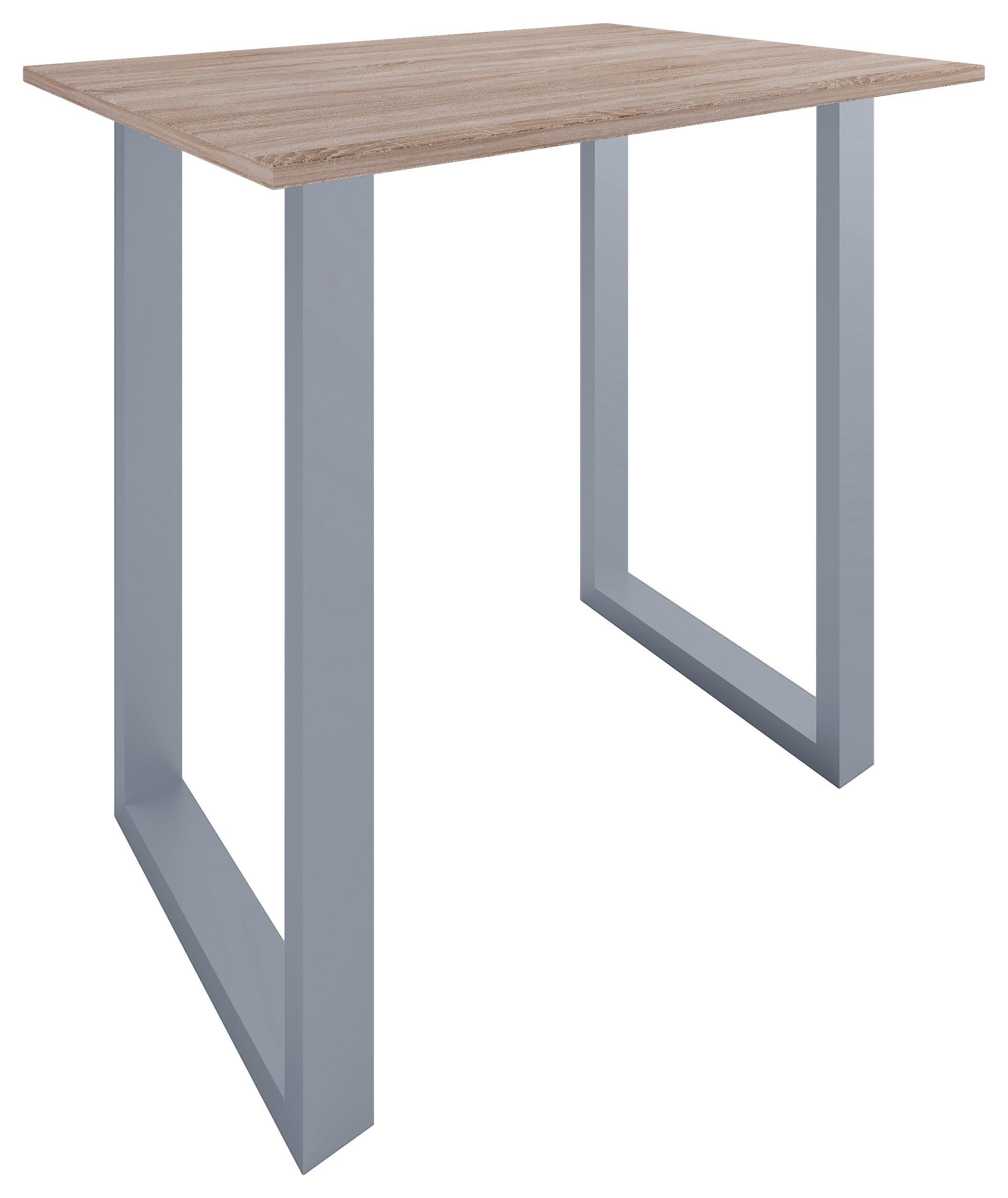 Bartisch Xona Silberfarben/Sonoma Eiche - Silberfarben/Sonoma Eiche, KONVENTIONELL, Holzwerkstoff/Metall (110/102/80cm)