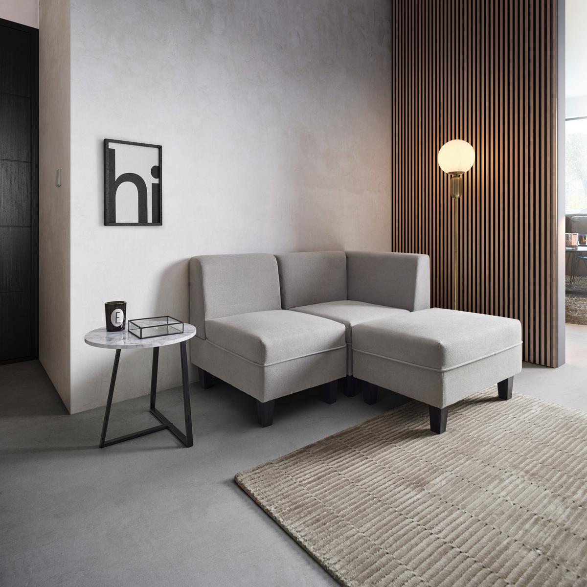 Rohový díl pohovky Lima světlešedá - černá/světle šedá, Moderní, dřevo/textil (64/74/64cm) - Bessagi Home